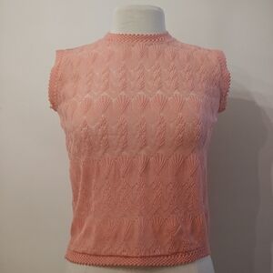 1960s Vintage Acrylic Sleeveless Pink Knit Shell Top